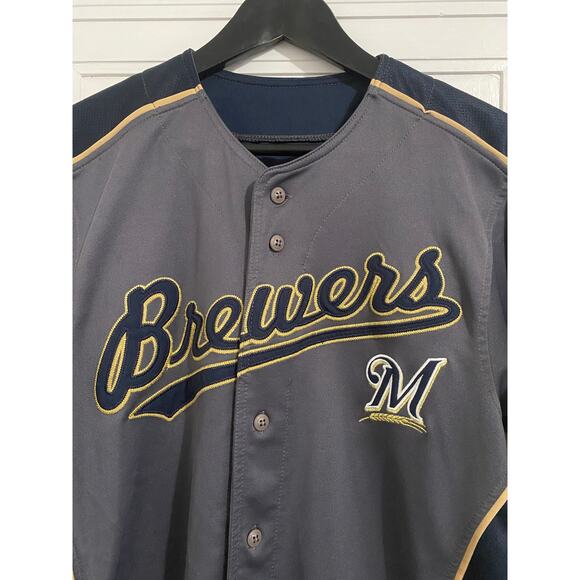 Milwaukee Brewers Gray Stitched MLB Baseball Jersey Size S - Picture 2 of 5